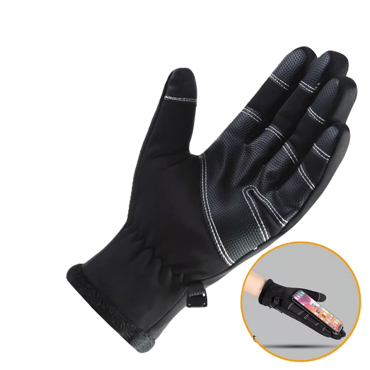 Foto 4 pulgar | Guantes De Cuero Térmicos Impermeables Touch Para Moto/bici Talla Xl Negro