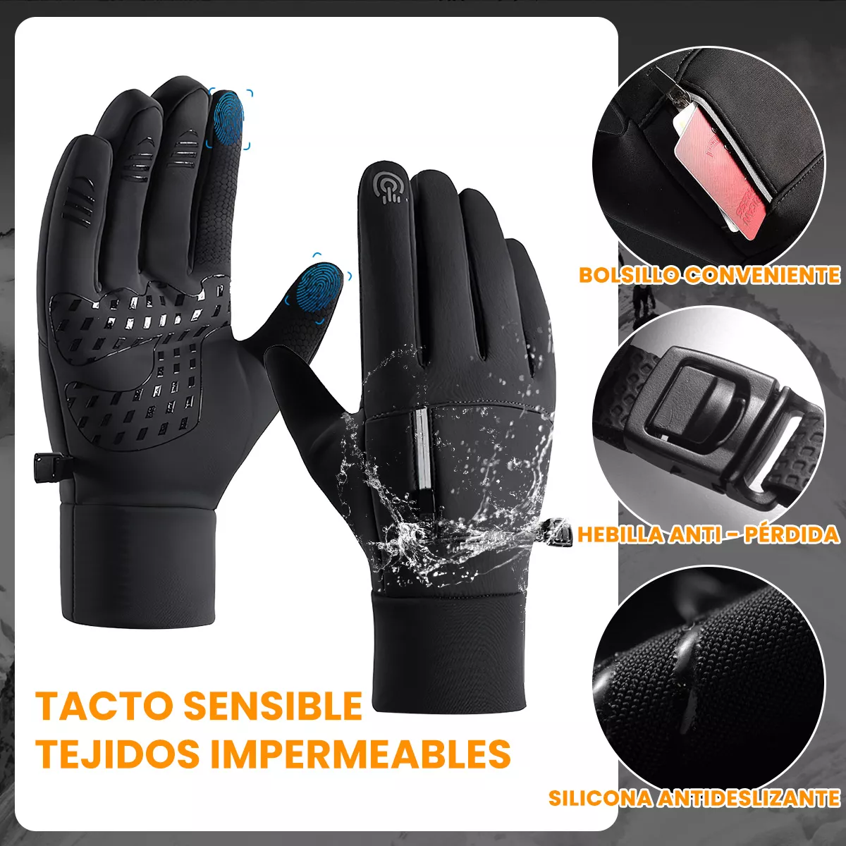 Foto 3 pulgar | Guantes Térmicos Invierno para Moto Talla M/g Eo Safe Imports Esi-17352 Negro