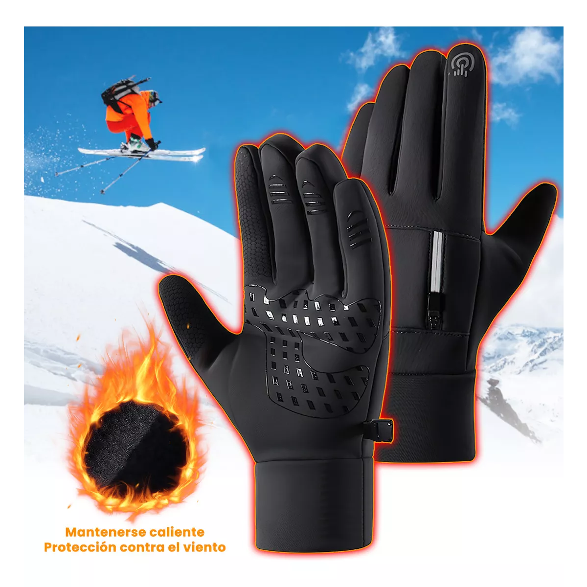 Foto 4 pulgar | Guantes Térmicos Invierno para Moto Talla M/g Eo Safe Imports Esi-17352 Negro
