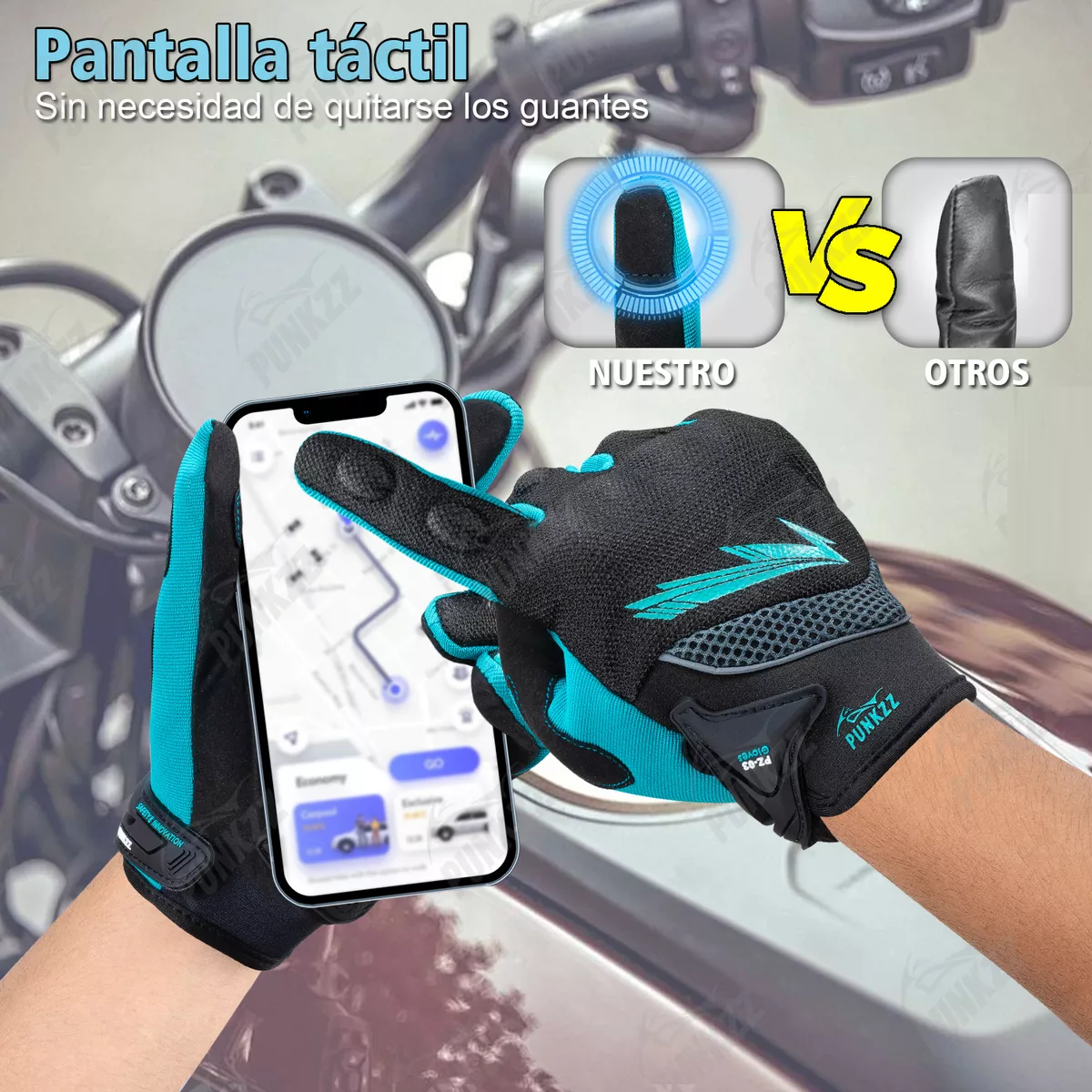 Foto 3 pulgar | Guantes Para Moto Motociclista Talla M Eo Safe Imports Esi-18252 Multicolor
