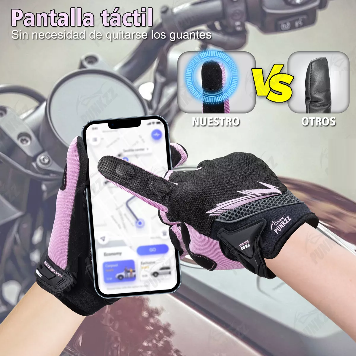 Foto 3 pulgar | Guantes Para Moto Motociclista Talla M Eo Safe Imports Esi-18248 Multicolor