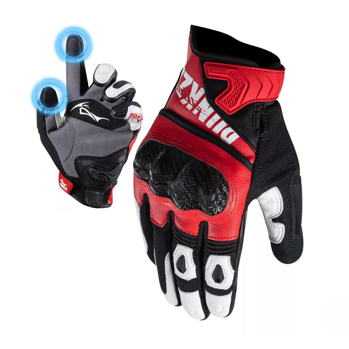 Foto 2 pulgar | Guantes Para Motocicleta De Piel Hombre Y Mujer Talla: L Eo Safe Imports Esi-18261 Rojo