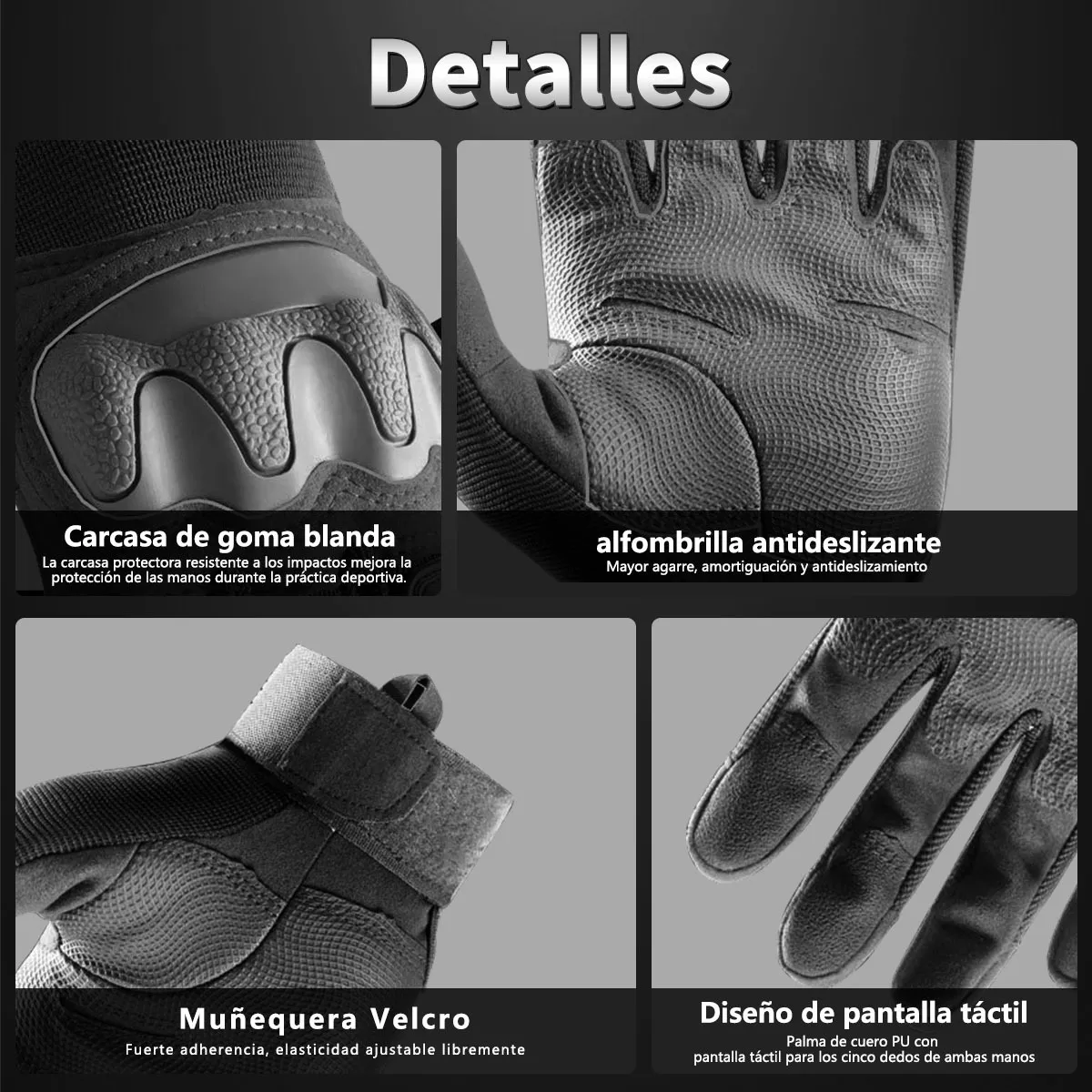 Foto 2 | Guantes Proteccion Para Motocicleta, Pantalla Táctil Dedo Talla G Eo Safe Imports Esi-19142 Negro
