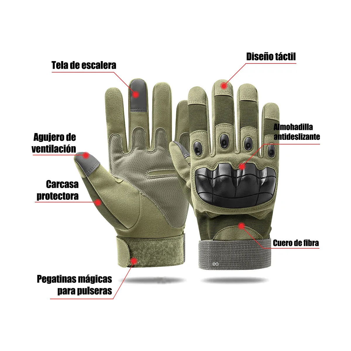 Foto 2 | Guantes Para Moto Con Protector De Nudillos Talla Xl Eo Safe Imports Esi-19256 Verde