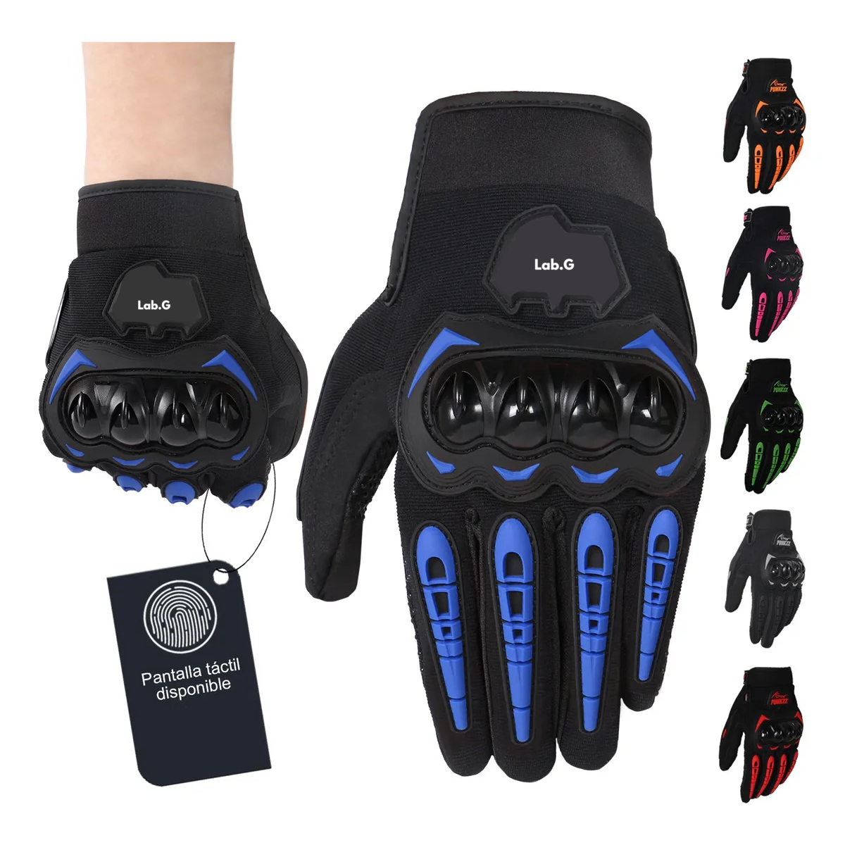 Foto 5 pulgar | Guantes Proteccion Pantalla Táctil De Dedo Para Motocicleta Talla Xl Lab.g Azul