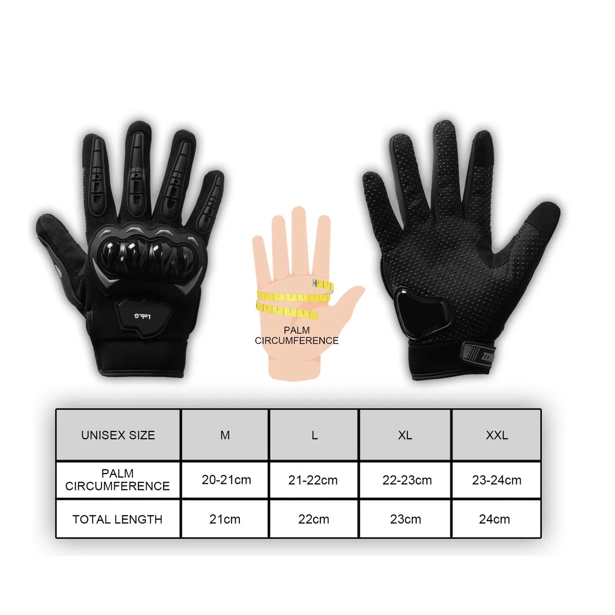 Foto 3 | Guantes Proteccion Pantalla Táctil De Dedo Para Motocicleta Talla Xl Lab.g Negro