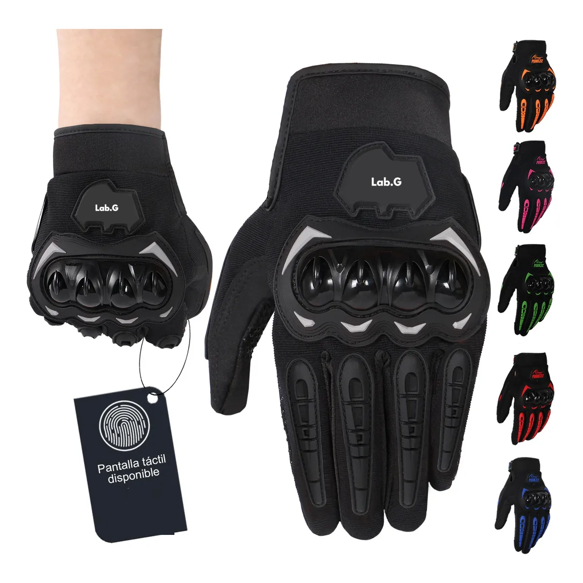 Foto 5 pulgar | Guantes Proteccion Pantalla Táctil De Dedo Para Motocicleta Talla Xl Lab.g Negro