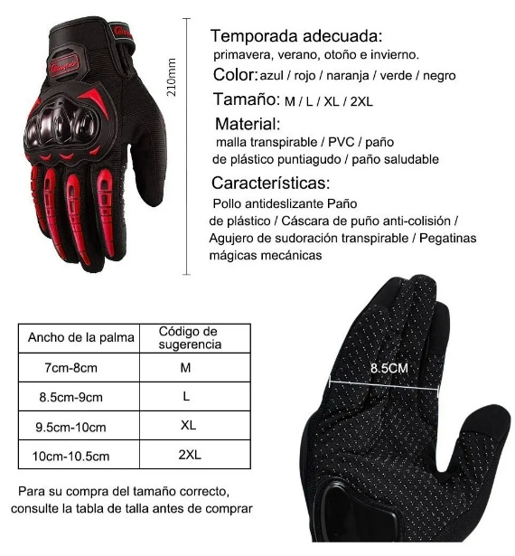 Foto 5 pulgar | Xtellar Guantes De Motorista De Lujo: Seguridad Antideslizante Y Confort