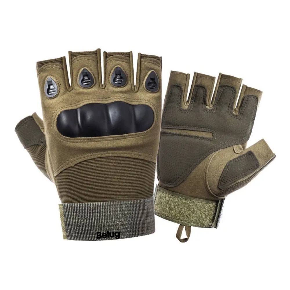 Guantes Tácticos Militares Sin Dedos Para Moto Verde Olivo Belug  Talla:m: 7.5-7.9 Pulgadas $499