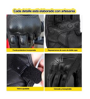 Foto 2 | Guantes De Moto 100% Cabra Piel Táctil Talla G Con Agujero