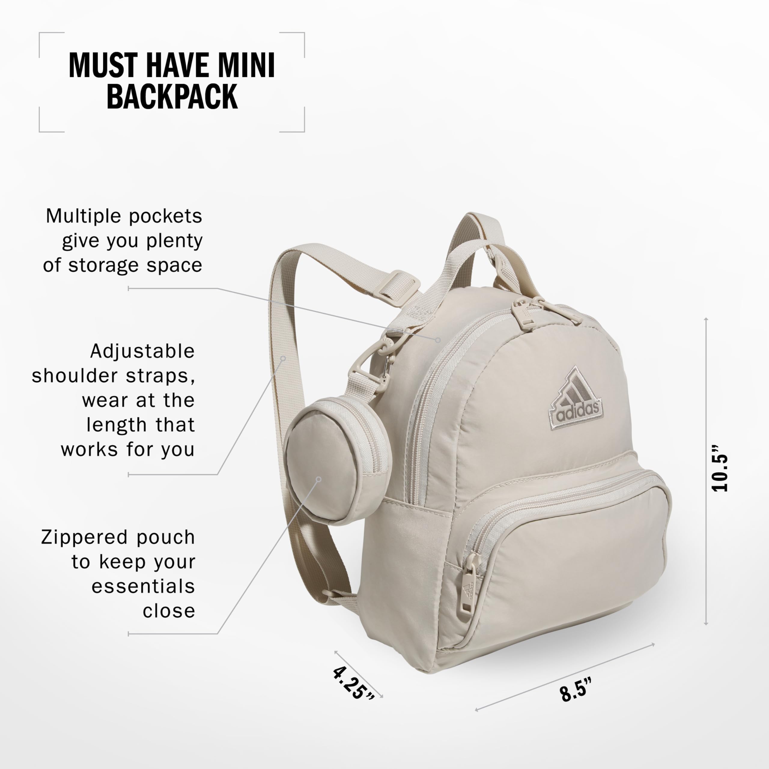 Foto 3 pulgar | Mochila Adidas Must Have Mini Wonder Alúmina Gris/putty Beige - Venta Internacional.
