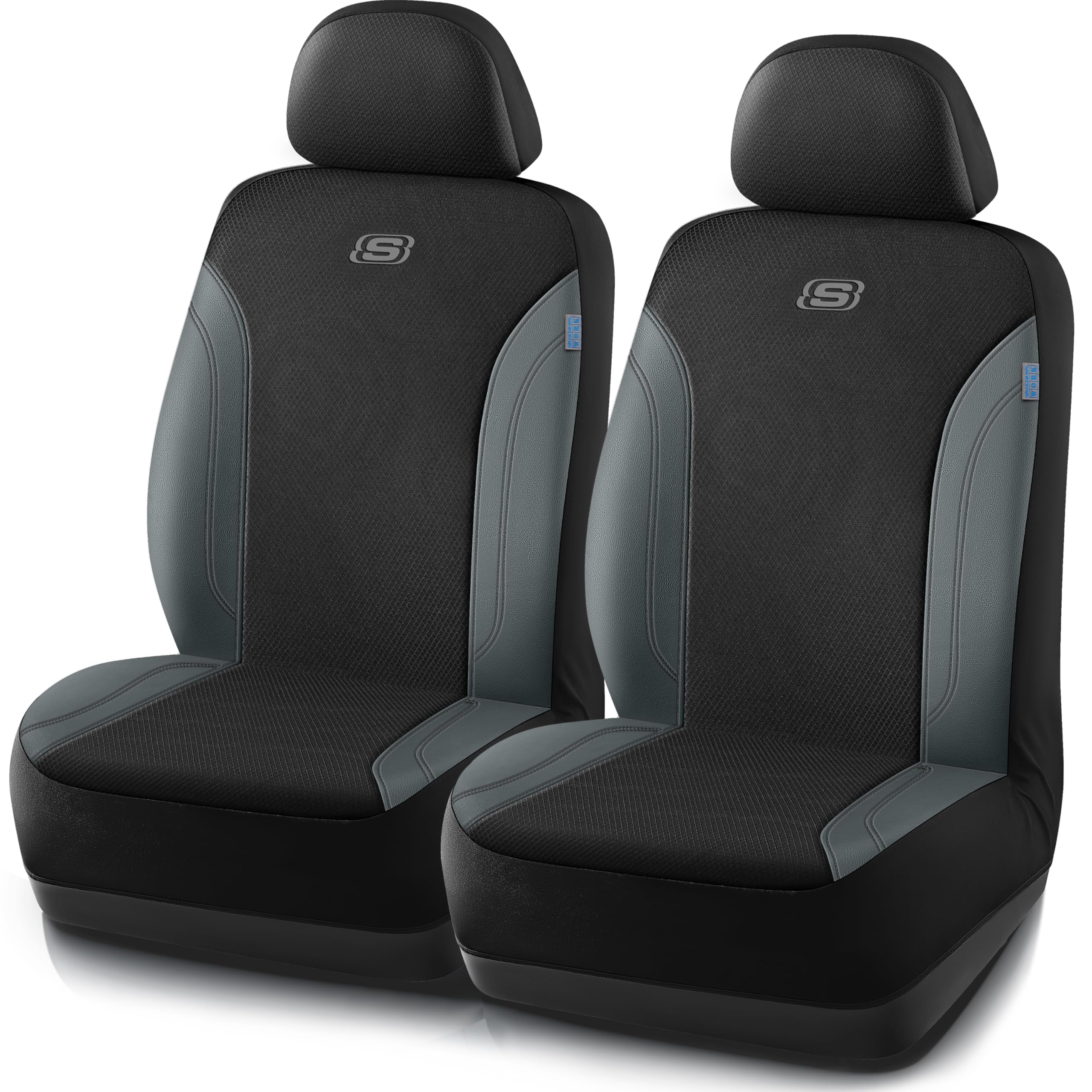 Fundas Para Asientos De Coche Skechers Work, Piel Oxford, Color Gris - Venta Internacional.