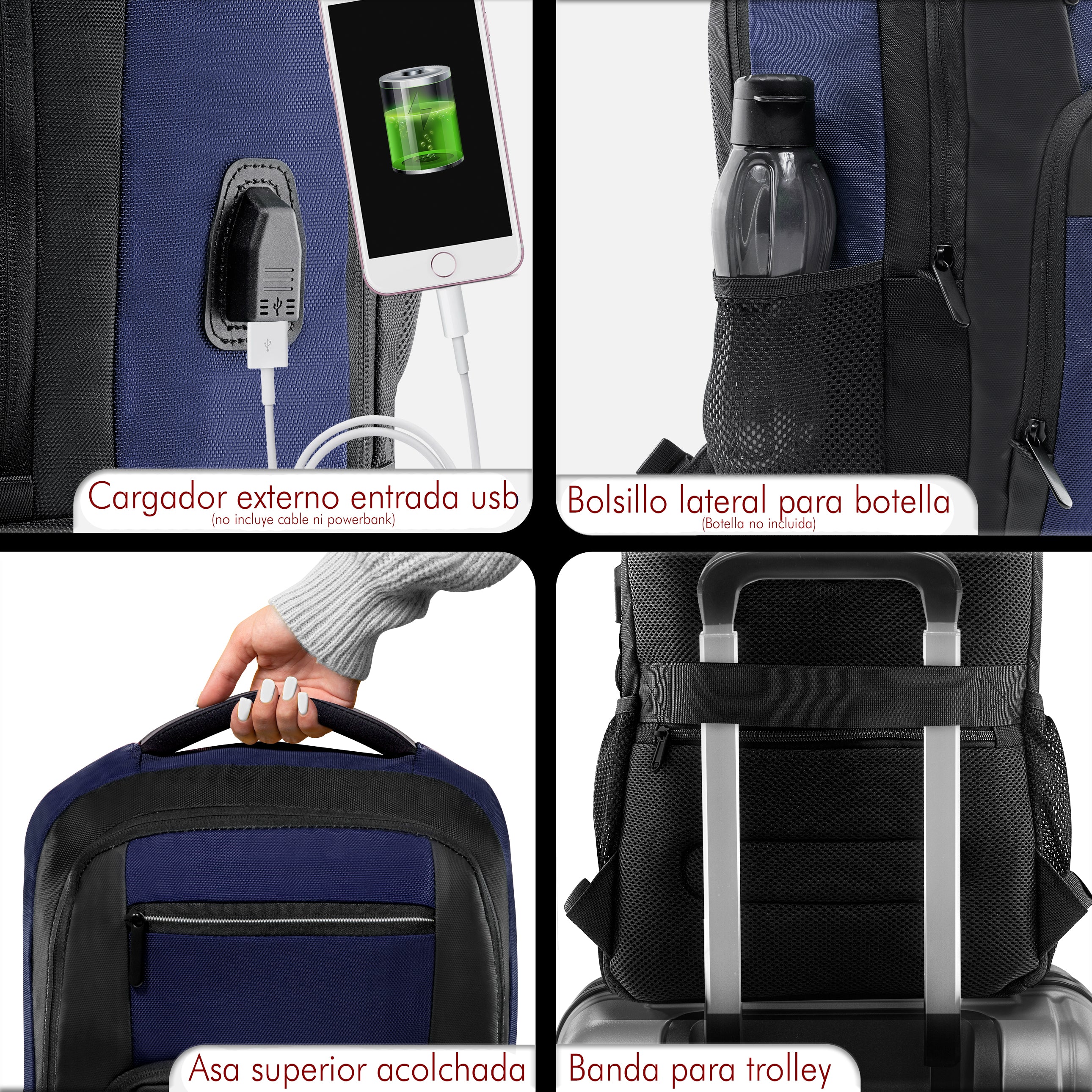 Foto 7 pulgar | Mochila Ejecutiva con Puerto Usb Azul