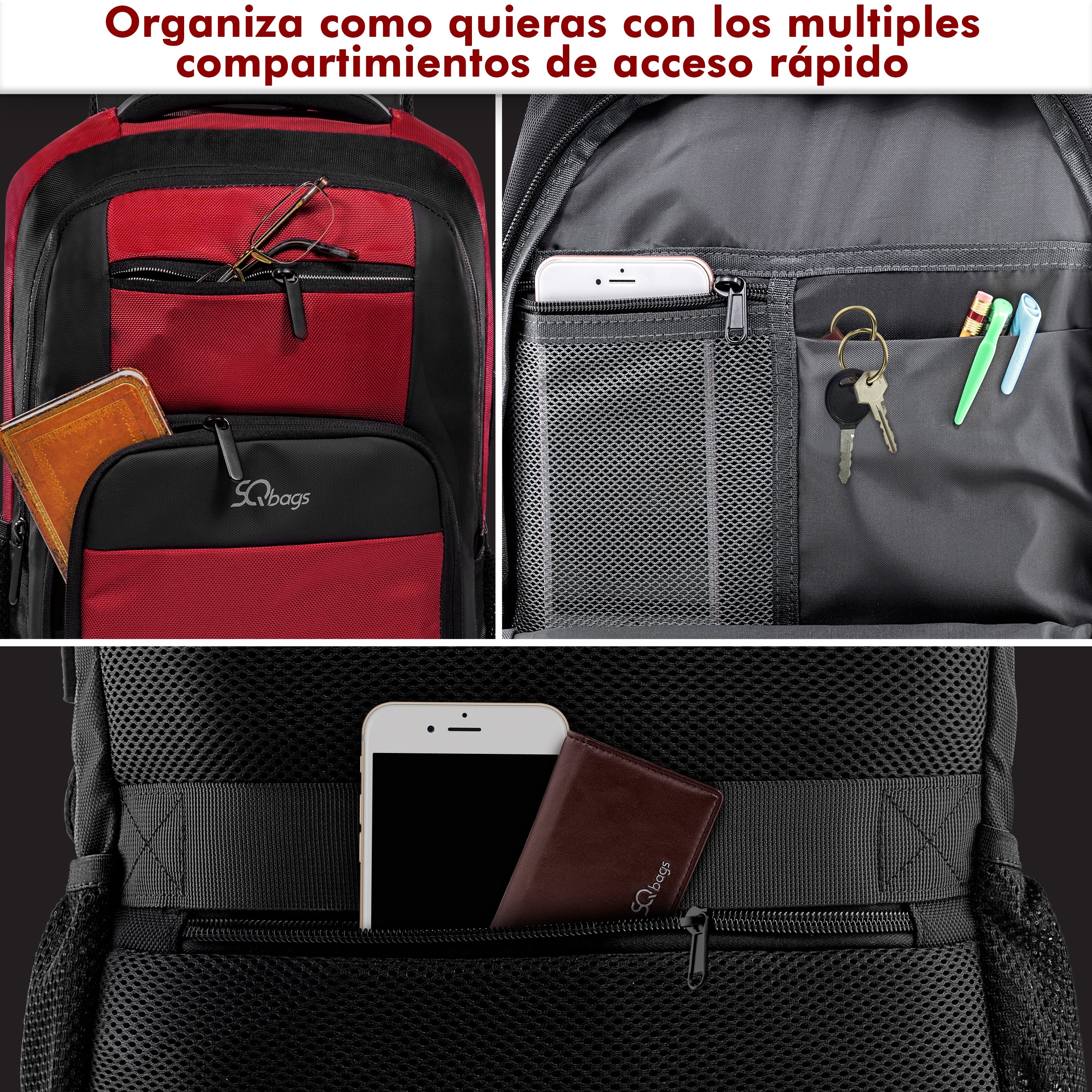 Foto 6 pulgar | Mochila Ejecutiva con Puerto Usb Roja