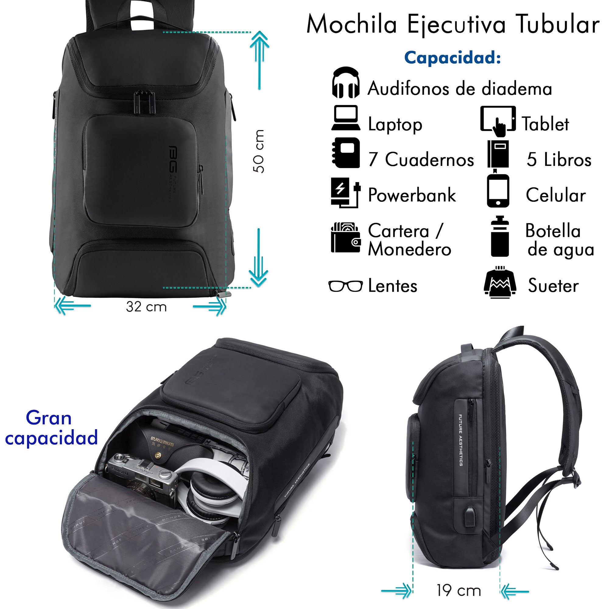 Foto 3 pulgar | Mochila Ejecutiva Negra