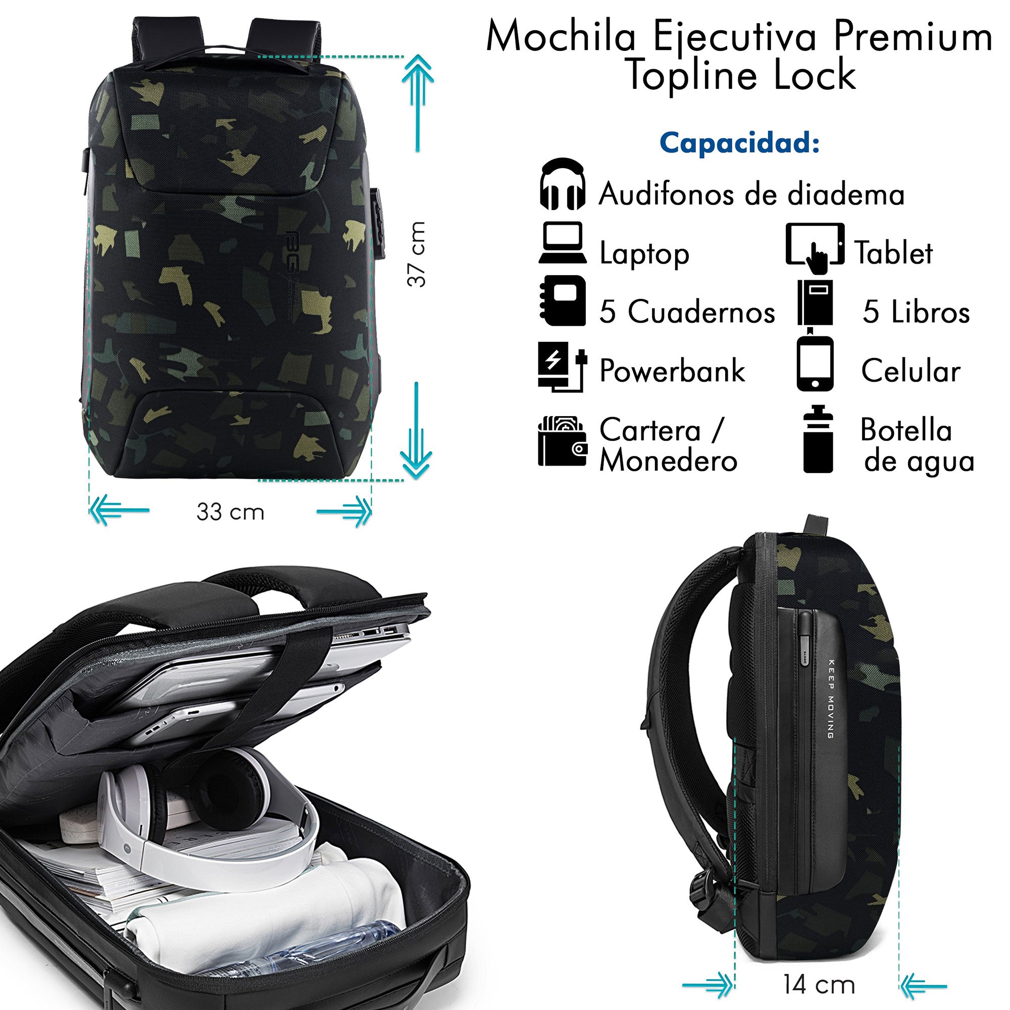 Foto 3 pulgar | Mochila Ejecutiva Premium Topline Camuflaje