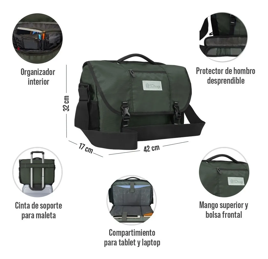 Foto 3 pulgar | Maletín para Laptop Sqbags Gris