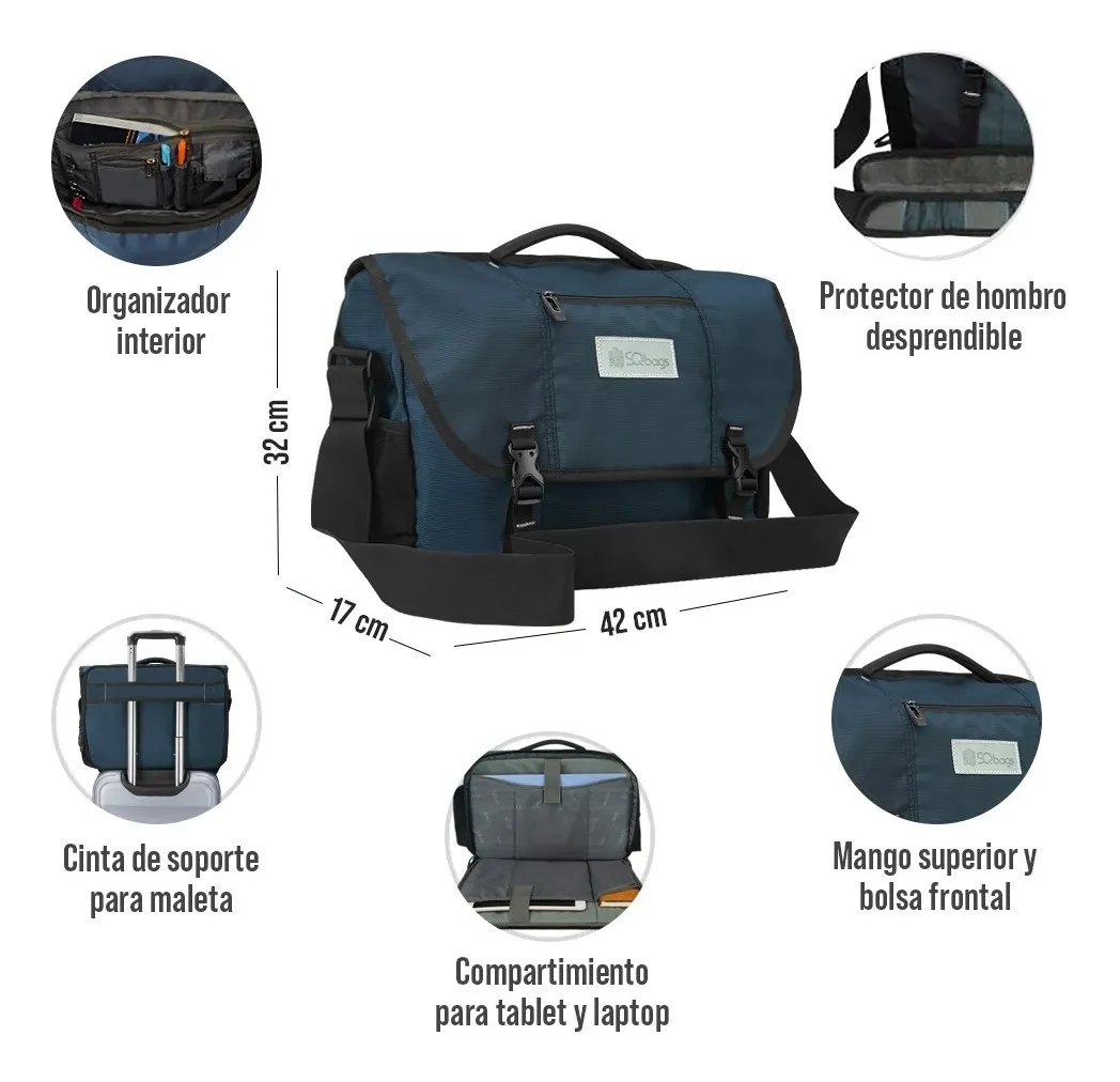 Foto 2 | Maletín para Laptop Sqbags Azul