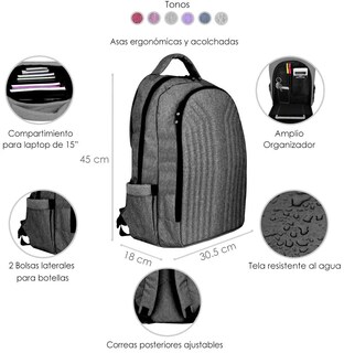 Foto 2 | Mochila Shell Gris