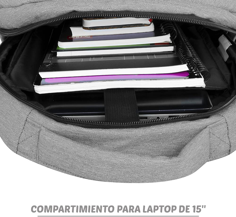 Foto 6 pulgar | Mochila Shell Gris Clara