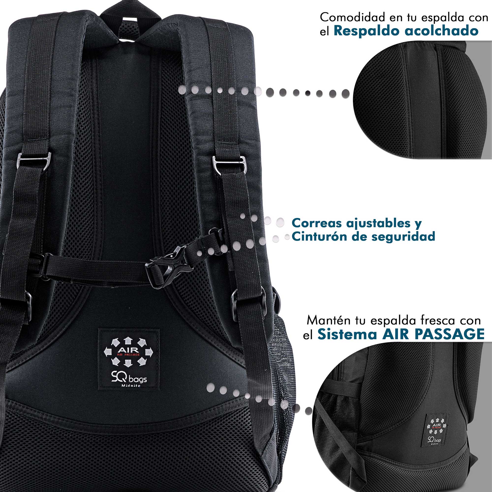 Foto 7 pulgar | Mochila Negra con Compartimento Acolchado para Laptop