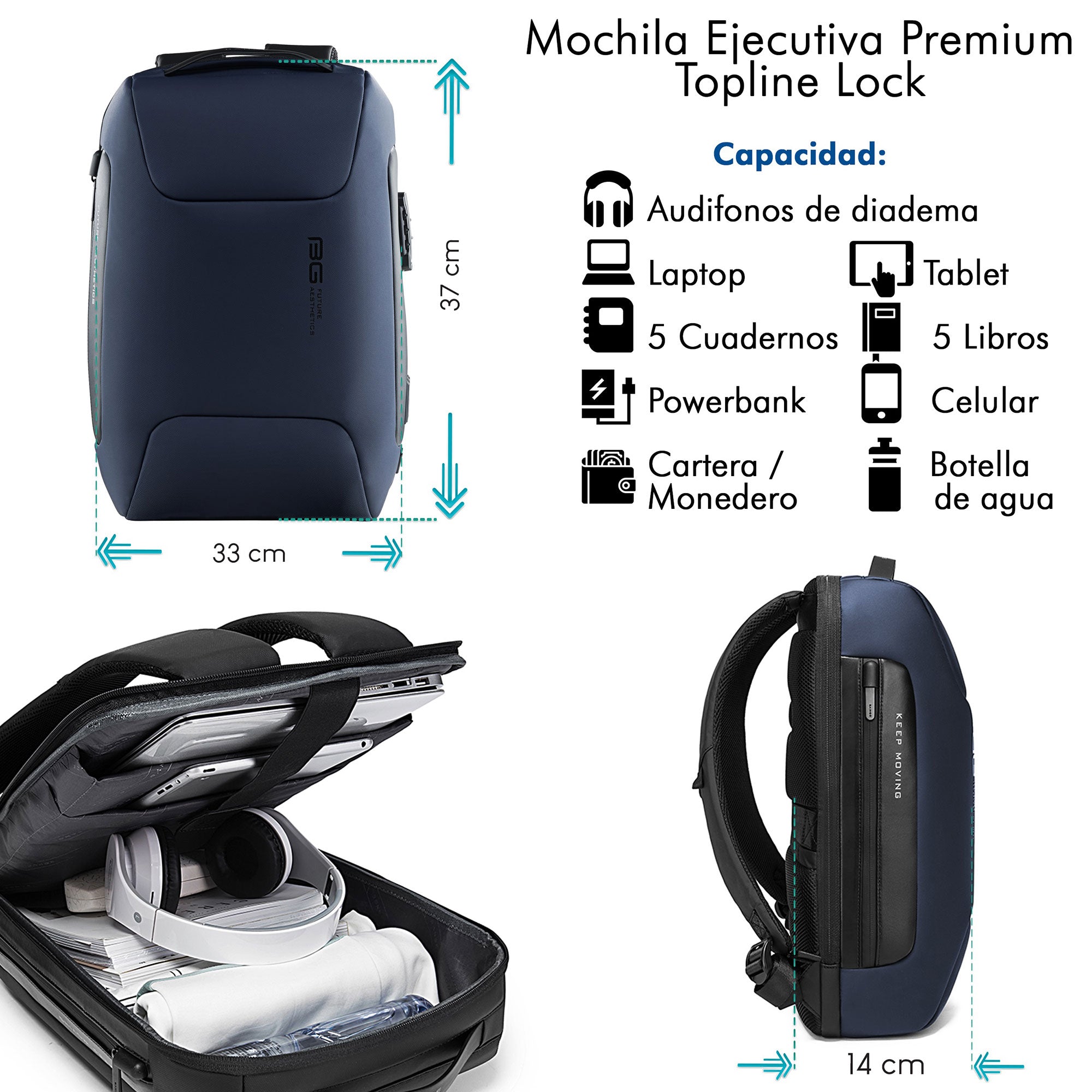 Foto 3 | Mochila Ejecutiva Premium Topline Azul