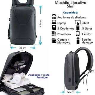 Foto 2 | Mochila Ejecutiva Slim Elegante Gris