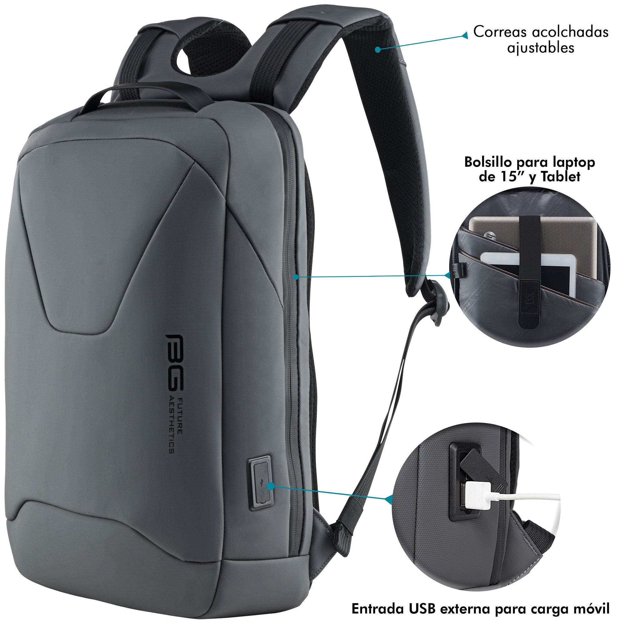 Foto 4 pulgar | Mochila Ejecutiva Slim Elegante Gris