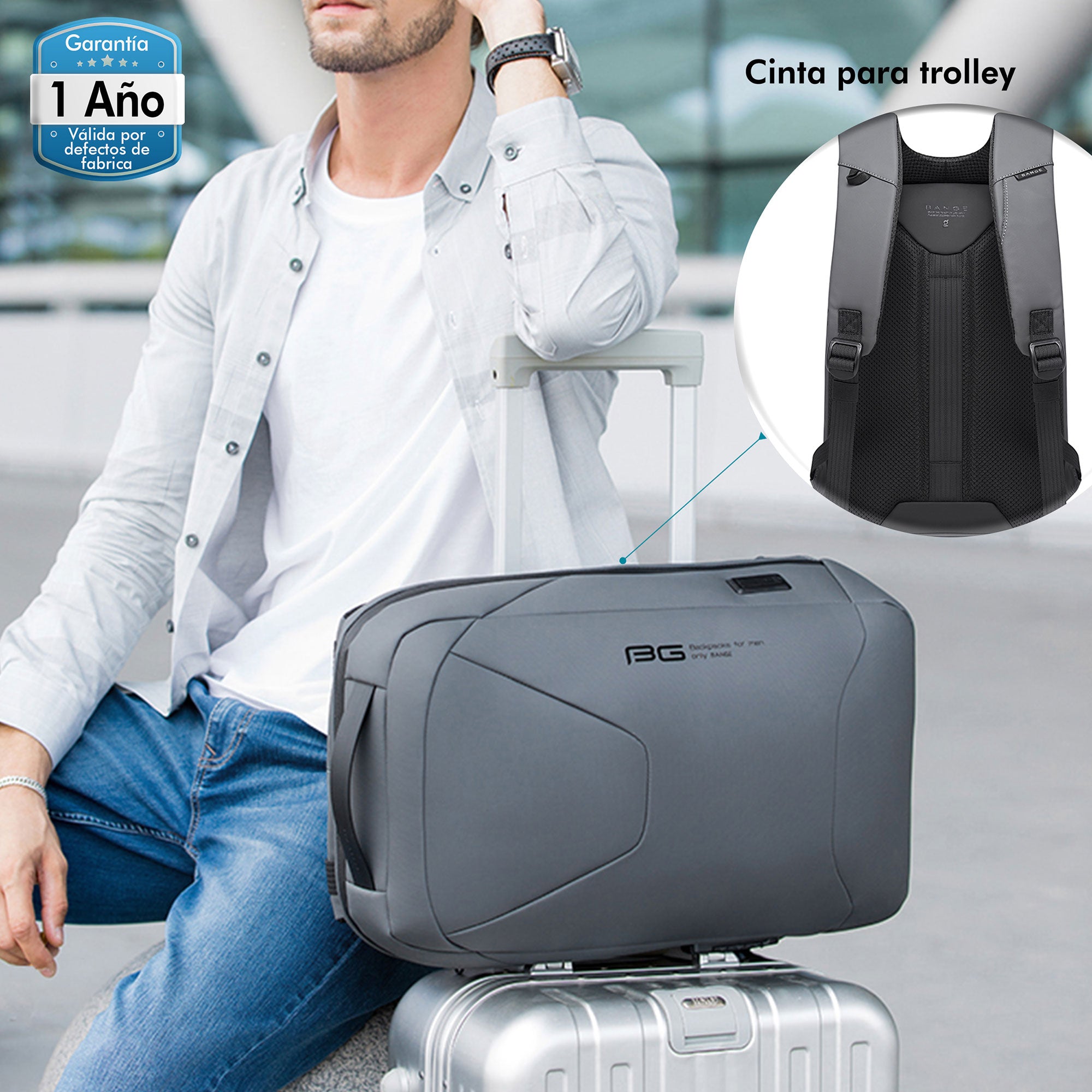 Foto 7 pulgar | Mochila Ejecutiva Slim Elegante Gris