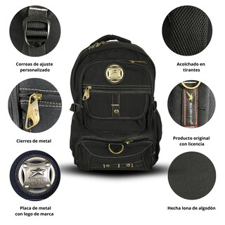 Foto 2 | Mochila De Lona Minimalista Golden Star Gf-1394 Color Negro