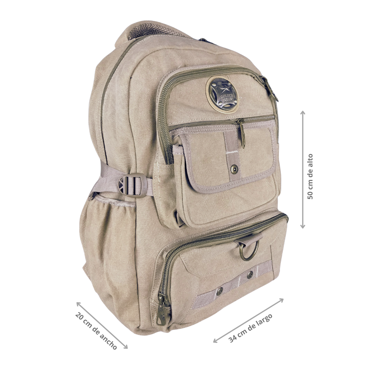 Foto 4 pulgar | Mochila De Lona Minimalista Golden Star Gf-1394 Color Café