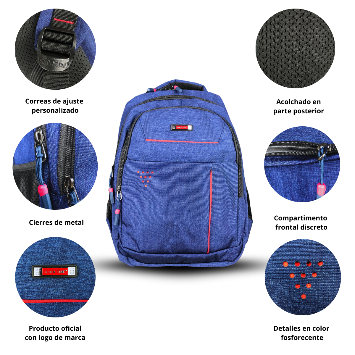 Foto 2 | Mochila Golden Star Urbana Juvenil Casual Df-9018 Color Azul