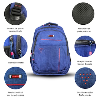 Foto 2 | Mochila Golden Star Urbana Juvenil Casual Df-9018 Color Azul