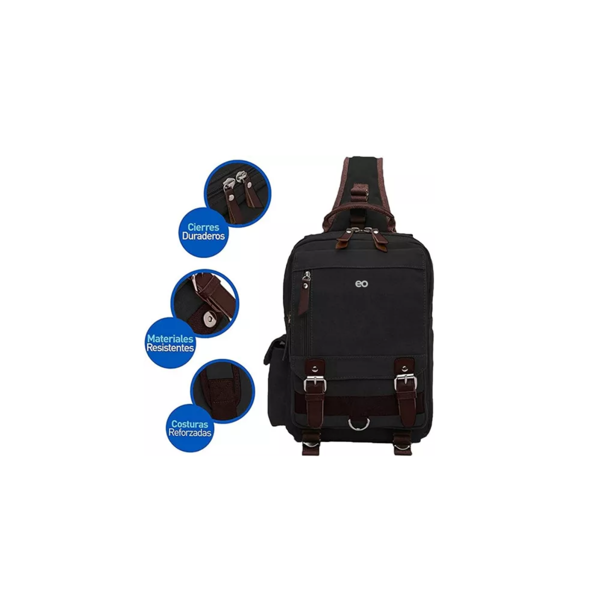 Foto 2 | Language Mochila Cruzada De Broches Eo Safe Imports Esi-10133-1 Negro