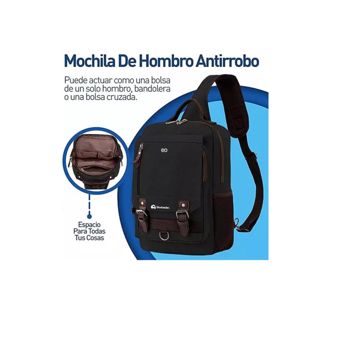 Foto 4 pulgar | Language Mochila Cruzada De Broches Eo Safe Imports Esi-10133-1 Negro
