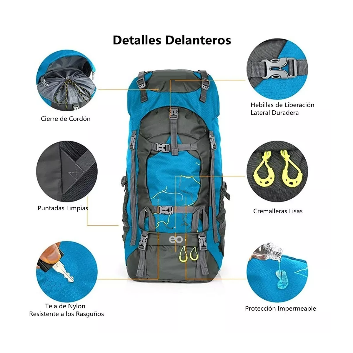 Foto 4 pulgar | Mochila Senderismo Campismo 60 L Impermeable Eo Safe Imports Esi-3960-1 Azul