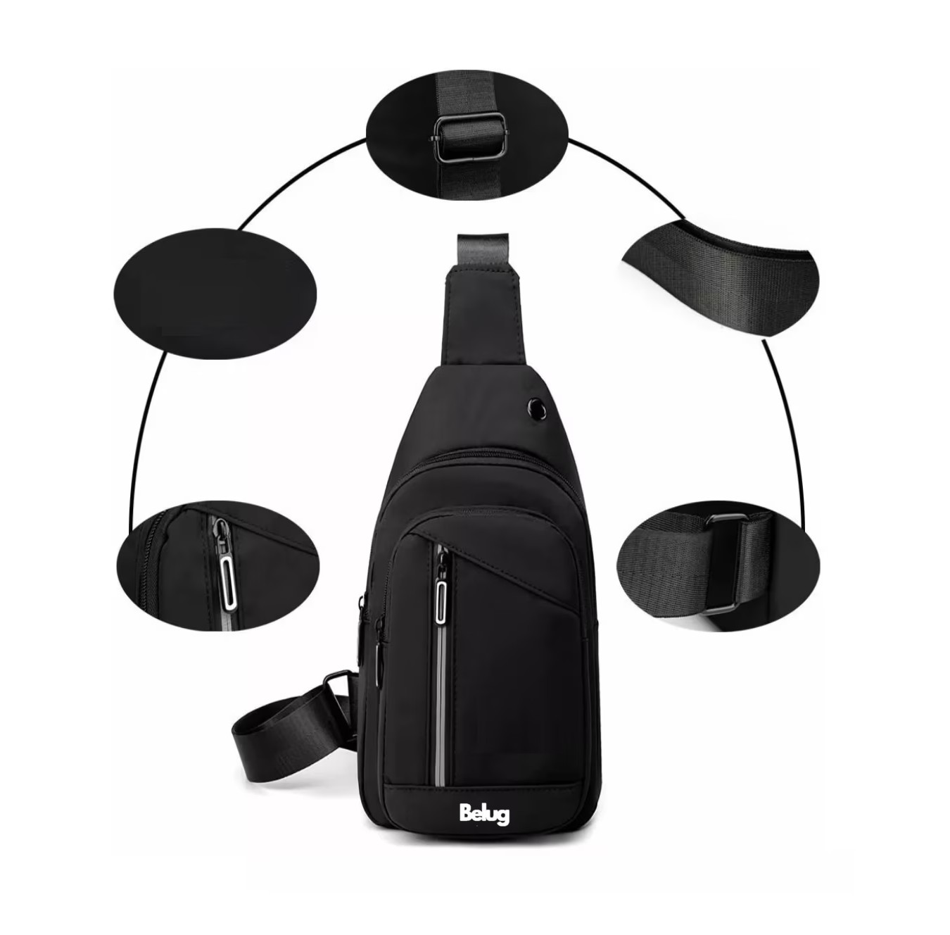 Foto 6 pulgar | Pechera Mochila Impermeable Multifunción Cruzada Hombro Negro Belug