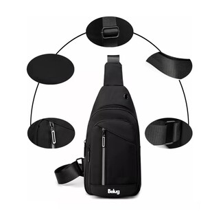 Foto 5 | Pechera Mochila Impermeable Multifunción Cruzada Hombro Negro Belug