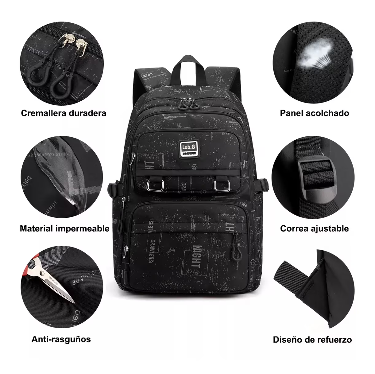 Foto 3 pulgar | Mochila Hombre Extra Grande Lab.g 35l, Black Snowflake