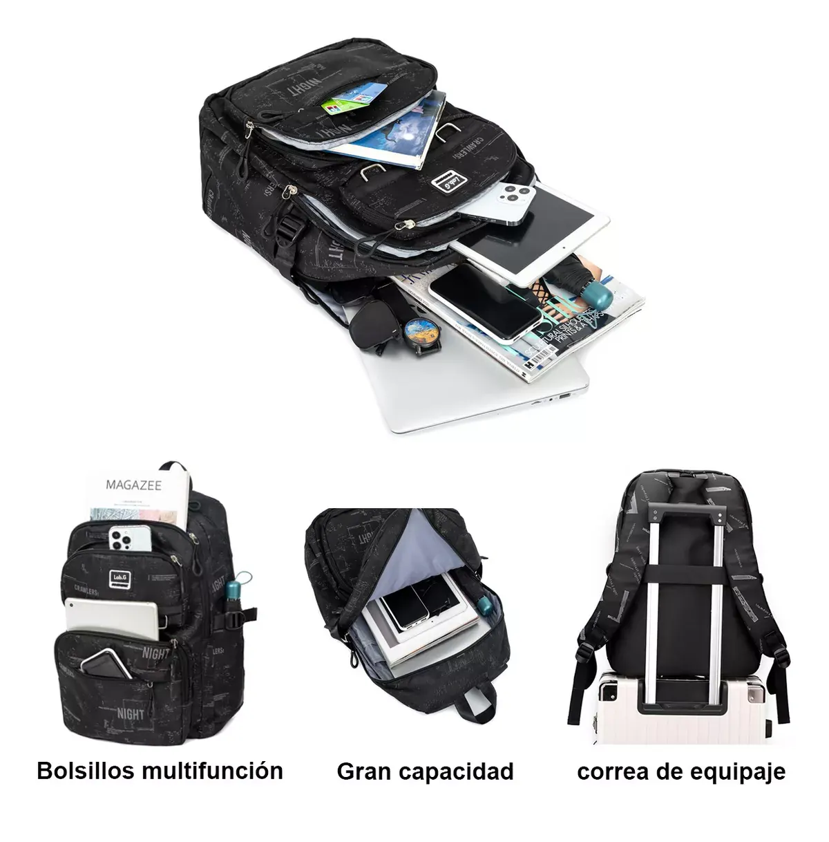 Foto 6 pulgar | Mochila Hombre Extra Grande Lab.g 35l, Black Snowflake