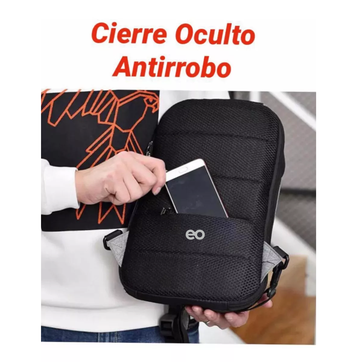 Foto 3 pulgar | Mochila Cruzada Antirrobo Pechera Mariconera Con Usb Eo Safe Imports Esi-9214 Negro
