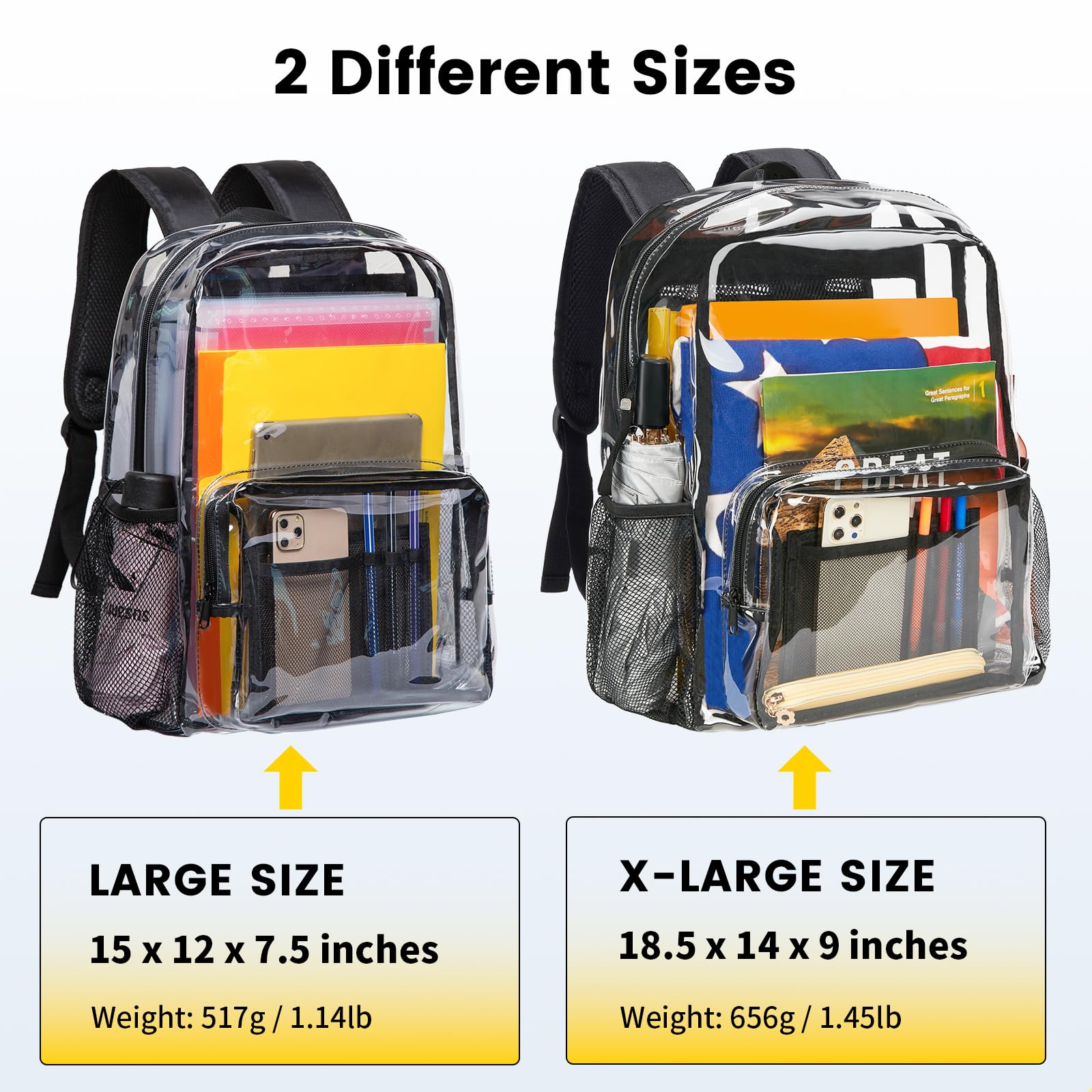 Foto 3 pulgar | Mochila Transparente Vorspack Extra Grande De Pvc Transparente Negro - Venta Internacional.