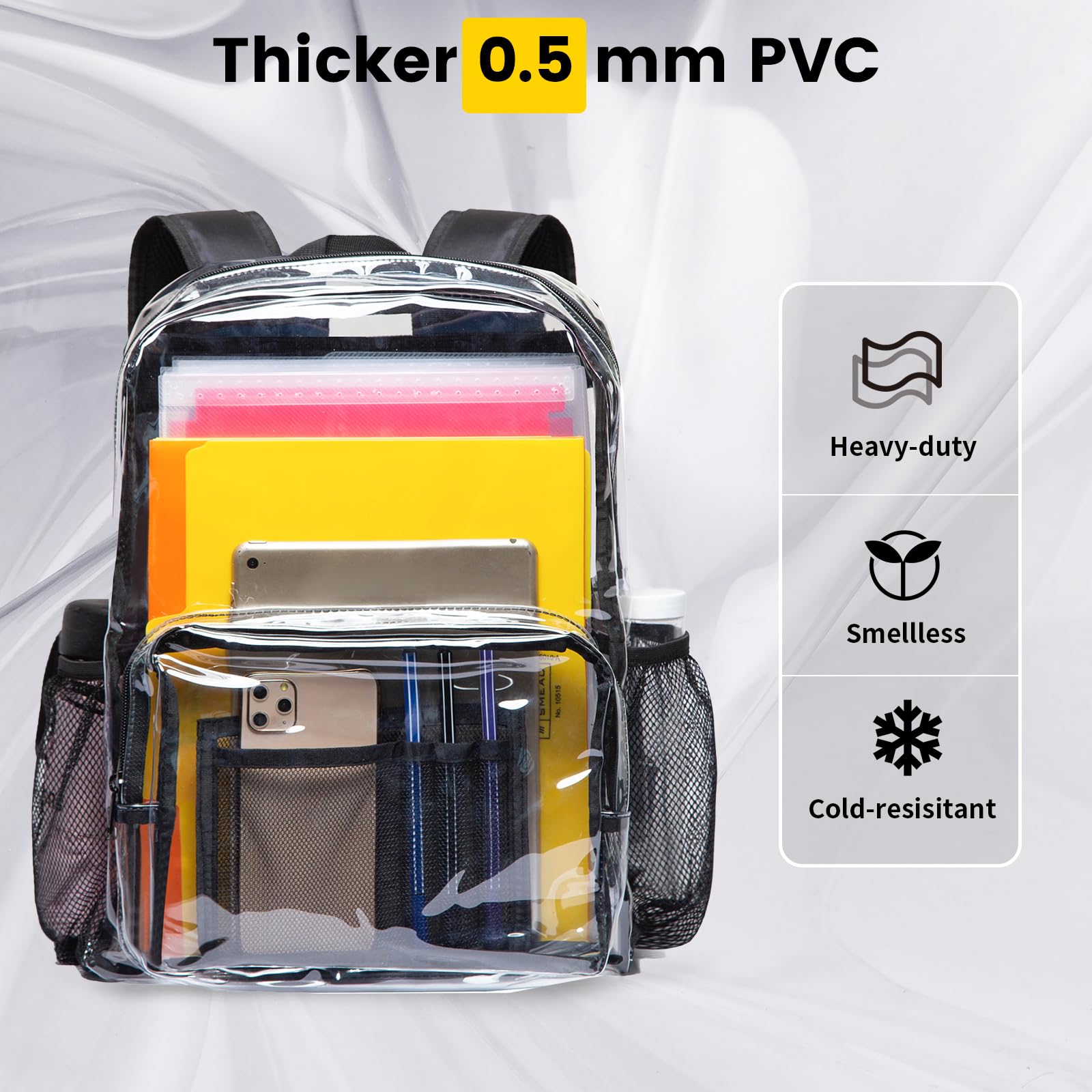 Foto 4 pulgar | Mochila Transparente Vorspack Extra Grande De Pvc Transparente Negro - Venta Internacional.