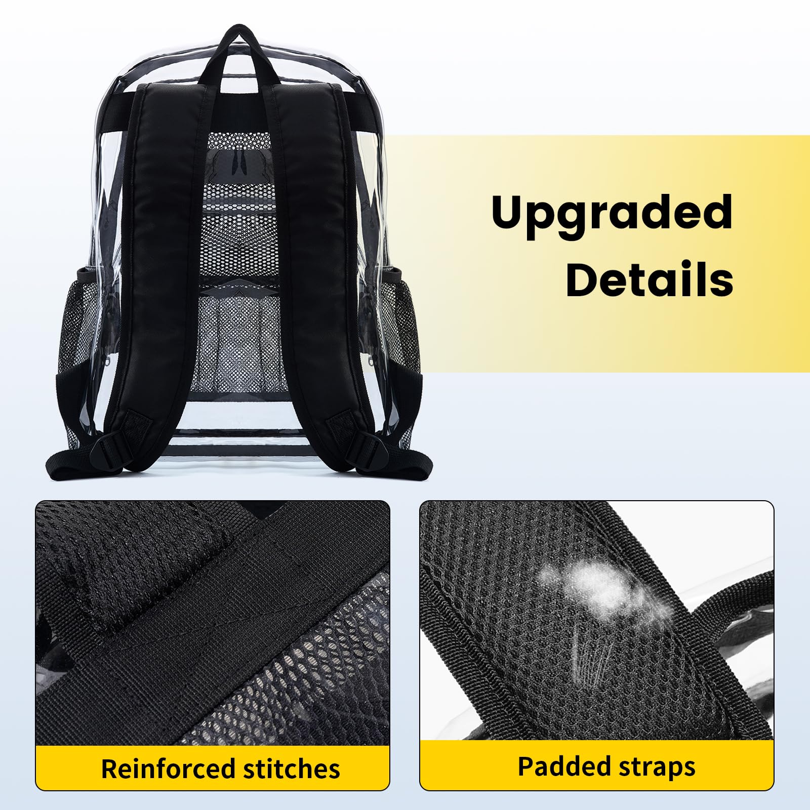 Foto 7 pulgar | Mochila Transparente Vorspack Extra Grande De Pvc Transparente Negro - Venta Internacional.