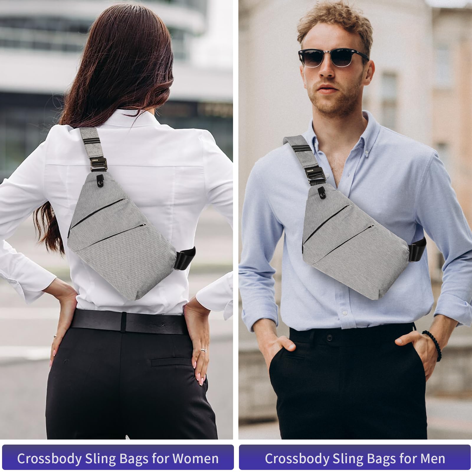 Foto 4 pulgar | Bolso Bandolera Osoce 1.0s Gris Claro Antirrobo Para Mujeres Y Hombres - Venta Internacional.