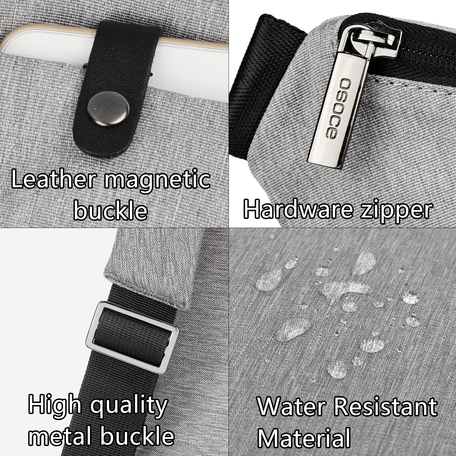 Foto 7 pulgar | Bolso Bandolera Osoce 1.0s Gris Claro Antirrobo Para Mujeres Y Hombres - Venta Internacional.