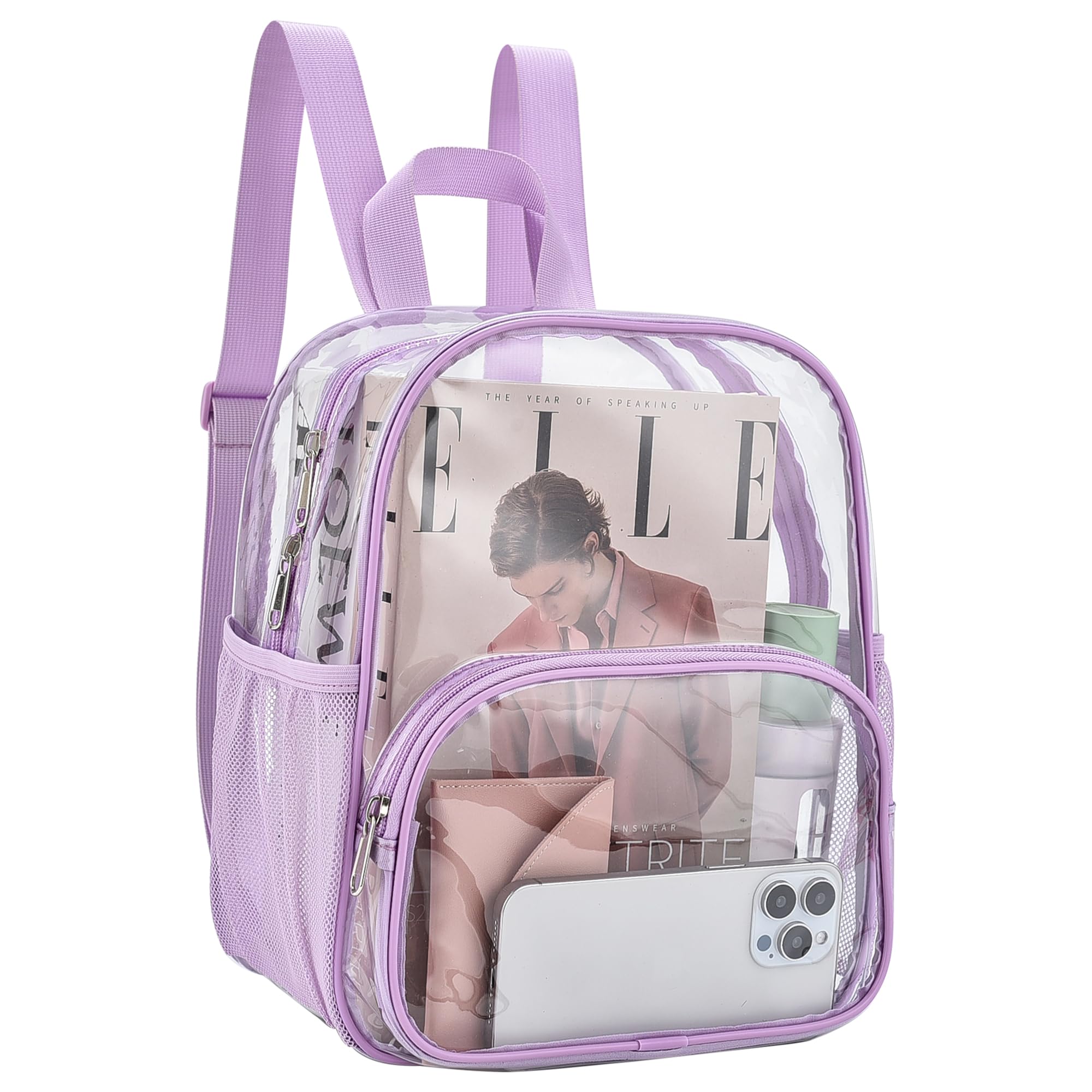 Foto 3 pulgar | Mochila Transparente Busiuw Para Eventos En Estadios, 30 X 30 X 15 Cm, Color Morado Claro - Venta Internacional.
