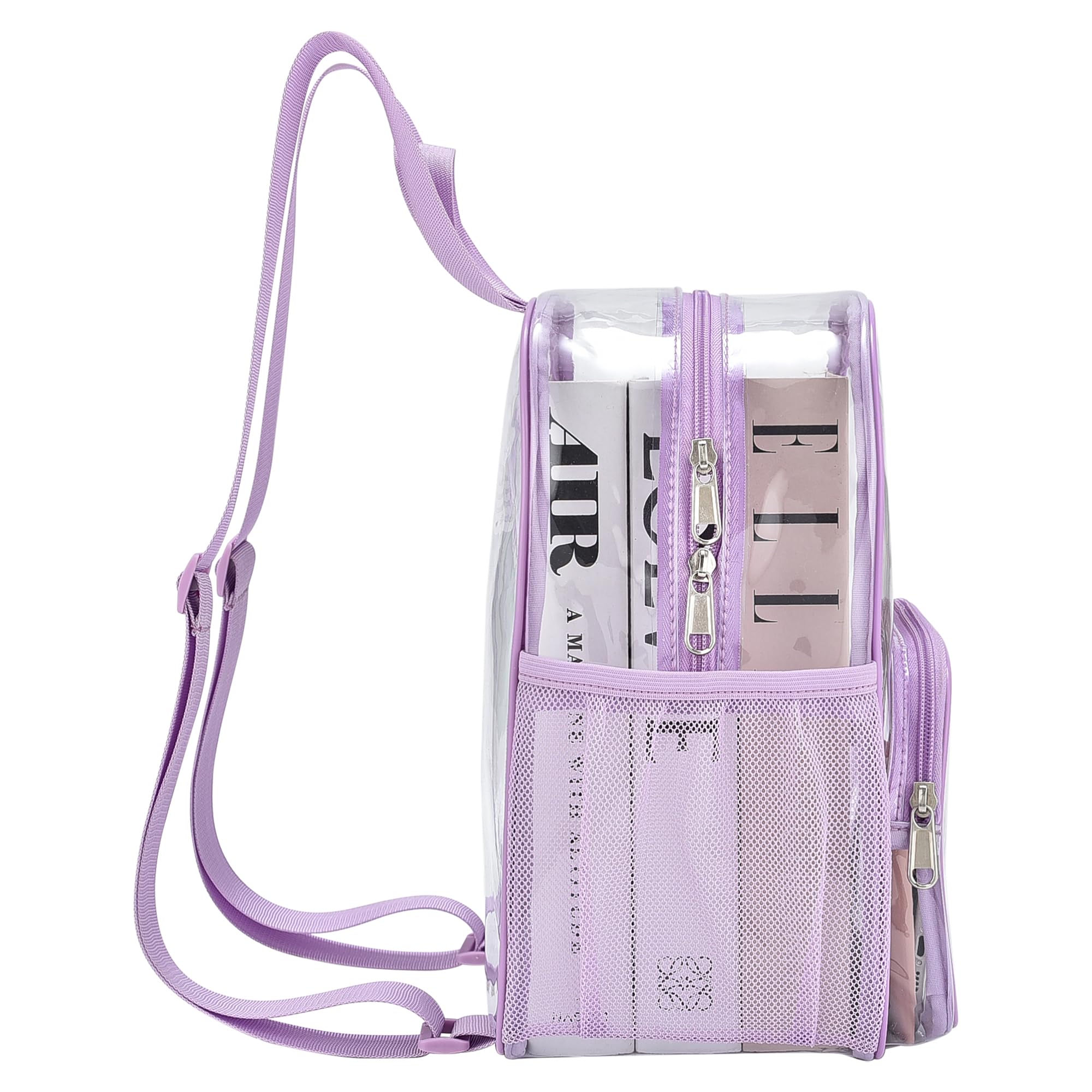 Foto 6 pulgar | Mochila Transparente Busiuw Para Eventos En Estadios, 30 X 30 X 15 Cm, Color Morado Claro - Venta Internacional.