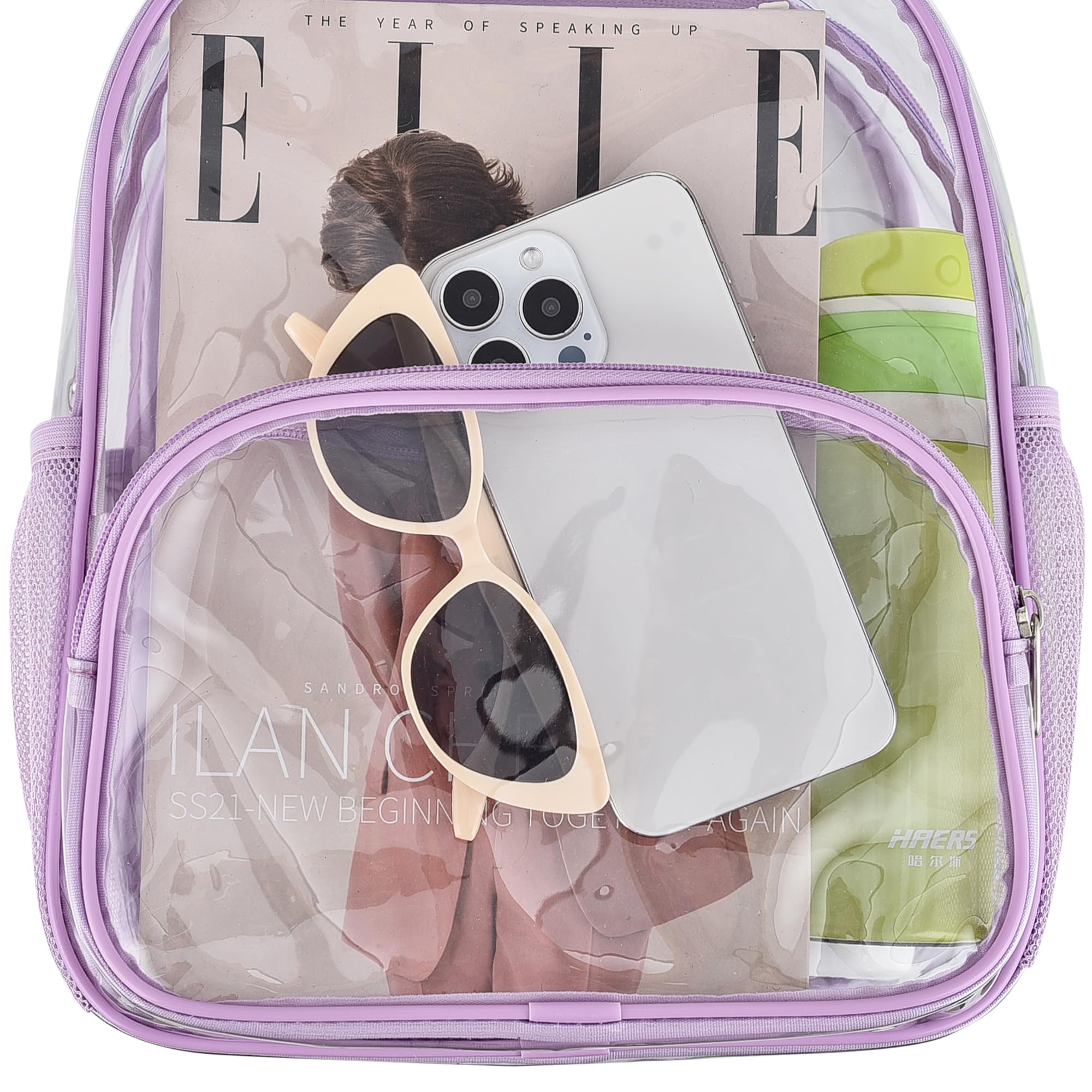 Foto 7 pulgar | Mochila Transparente Busiuw Para Eventos En Estadios, 30 X 30 X 15 Cm, Color Morado Claro - Venta Internacional.