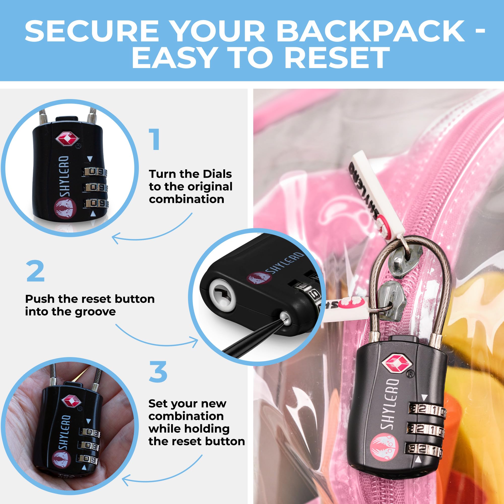 Foto 3 pulgar | Mochila Shylero Rosa Transparente Extra Grande De 32 L Con Cierre Tsa - Venta Internacional.